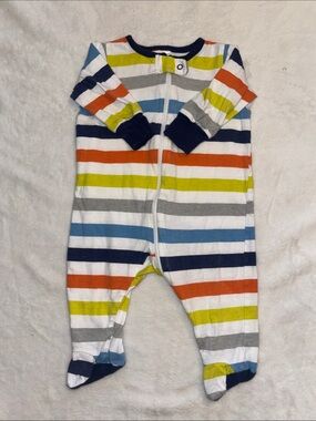 (2 for $10) Gerber Striped Footed One-Piece Pajamas - Multicolor